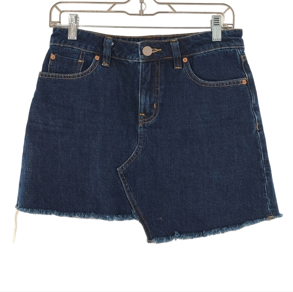BDG Urban Outfitters‎ Denim Mini Skirt Raw Hem Dark Wash Size Small
